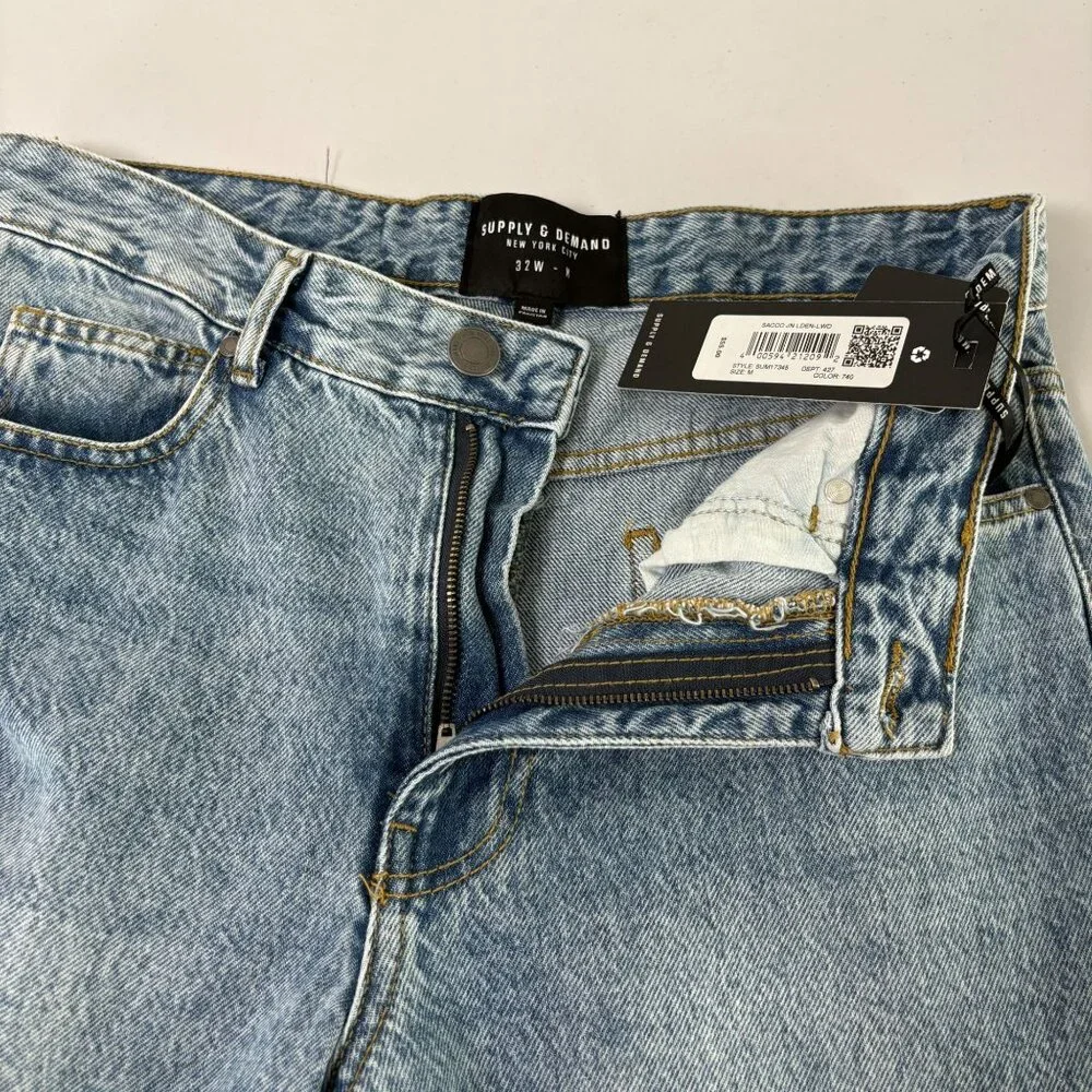 Supply & Denim Sacco Jeans Mens Size 32 Medium Frayed Hem Cotton Casual NWT‎
